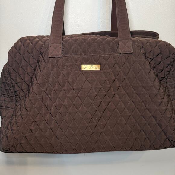 Vera Bradley Women's Quilted Weekender Large Duffle Bag Brown - Picture 2 of 11